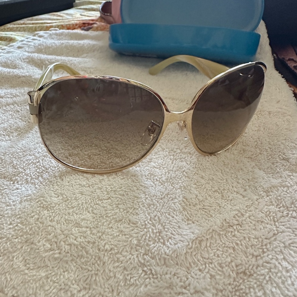 Yves Saint Laurent Gold and Brown Sunglasses